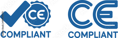 Blue CE Compliant Certification Icons for Product Safety and European Standard Compliance