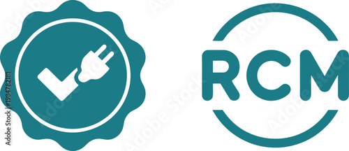 RCM certification icons for electrical safety compliance and regulatory approval in Australia and New Zealand