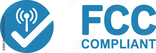 FCC Compliant Certification Icon with Wireless Signal and Check Mark for Regulatory Approval