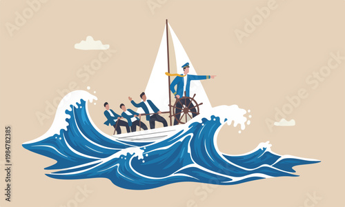 Fotografía Courage business success, teamwork to help survive crisis, challenge or risk tak