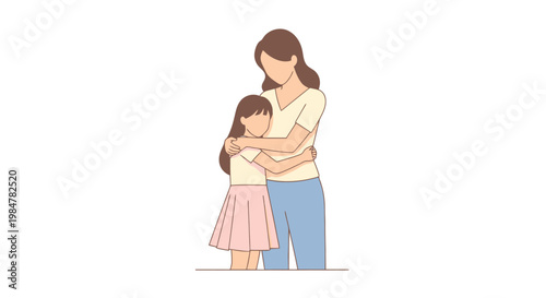 A tender moment captures a loving mother embracing her young daughter conveying warmth connection and familial affection in a heartwarming visual representation of family bonds and unconditional