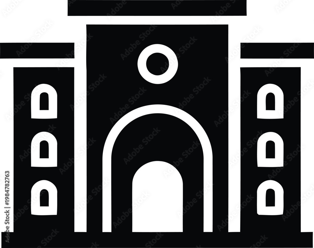 Fototapeta premium Modern building facade silhouette icon
