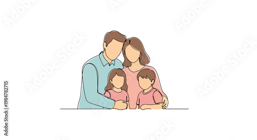 Happy Parents Embracing Their Two Young Children Together Representing A Loving Family Unit With Warmth And Affection A Beautiful Connection Shared Among Family Members Cherishing Precious