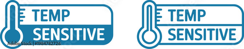 Blue Temperature Sensitive Label Icons with Thermometer Symbol for Packaging and Shipping Safety