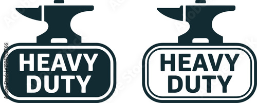 Heavy Duty Label Icon Set with Anvil Symbol for Industrial and Construction Use
