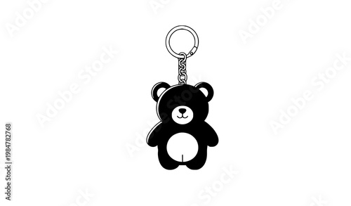 Plush teddy bear keychain cute bag charm vector illustration