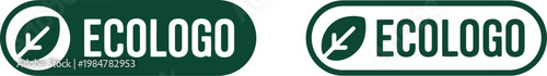 EcoLogo certified green label icons for sustainable and environmentally friendly products, vector illustration