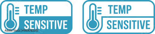 Blue Temperature Sensitive Label Icons with Thermometer Symbol for Packaging and Shipping Safety