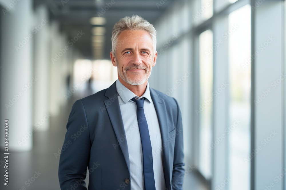 Fototapeta premium Mature professional man smiling in a corporate building environment