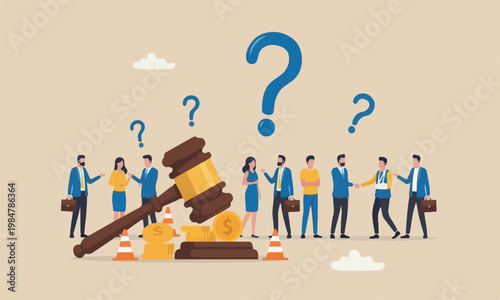 Workers replacement, employee injured benefit, legal or law to compensate payment concept, justice gavel with dollar money symbol and accident pylons