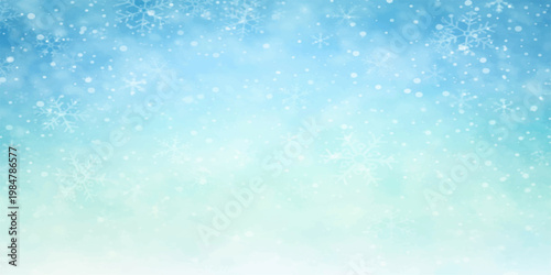 Blue Christmas abstract winter background with snowflakes, holiday snow and icy festive sky design