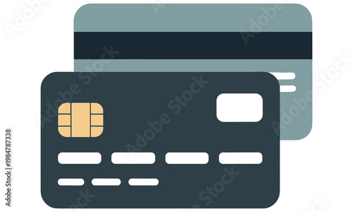 Dark gray and light gray credit cards with chip and magnetic stripe