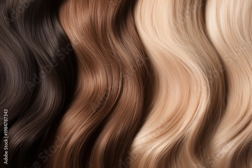 Wavy strands of hair showcasing different brown and blonde color shades