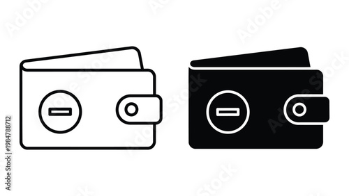 Vector illustration of black and wallet icons a pure