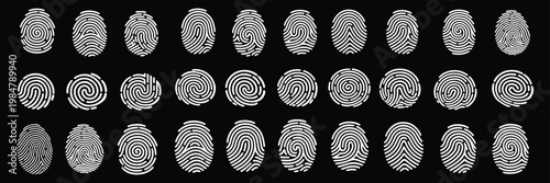 Fingerprint icon Graphic vector set. Fingerprint icon flat illustration set logo. Biometric authentication for security and access control.