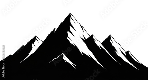 Stylized Black And White Mountain Peak Illustration.