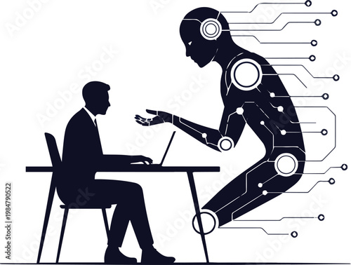 Businessman in black suit climbing up a giant pie chart with coins and arrows