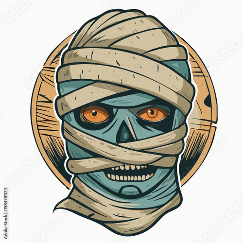 mummy design vector illustration logo vintage retro style