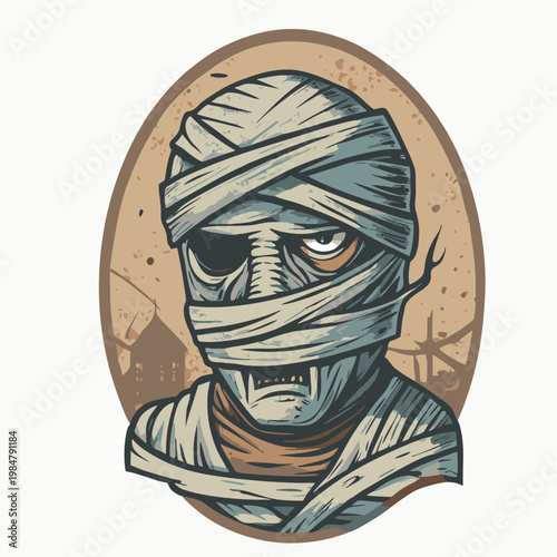 mummy design vector illustration logo vintage retro style