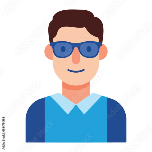 Cartoon man wearing blue sunglasses and shirt male