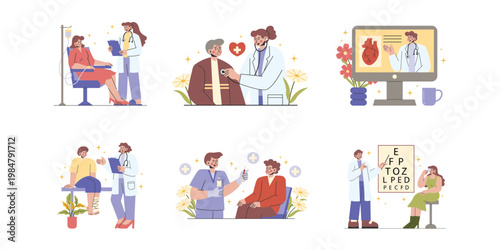Medical Healthcare Activity Illustration Set