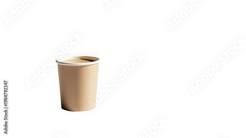 A brown paper coffee cup on transparent background