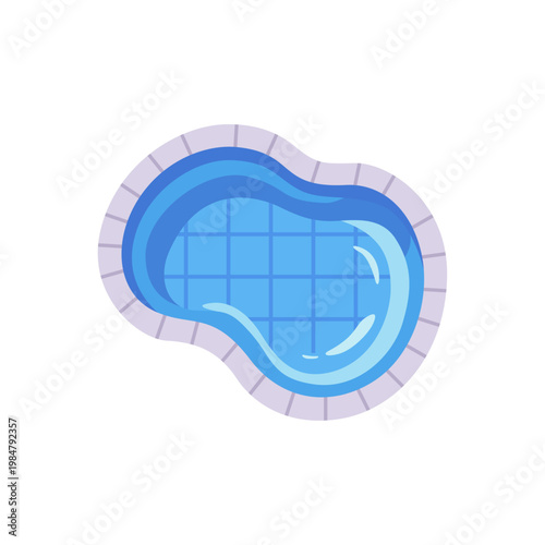 blue swimming pool, leisure water recreation, colorful illustration