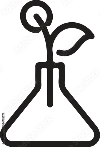 Outline icon of a flask with a sprout research seedling laboratory