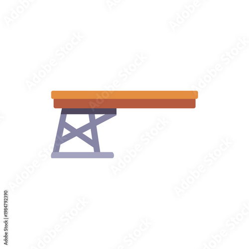 metal wooden diving board, pool sport equipment, colorful illustration