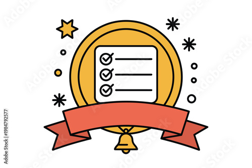 A colorful illustration depicts a checklist with completed tasks and decorative elements