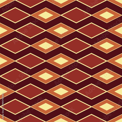 Geometric Seamless Diamond Shape Pattern with Warm Earth Tone Colors