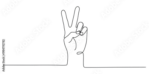 Minimalist One-Line Art Peace Sign Hand Gesture