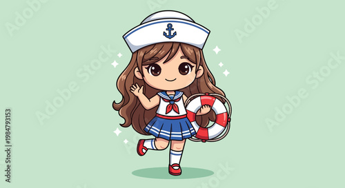 Cute Sailor Girl Character Illustration.