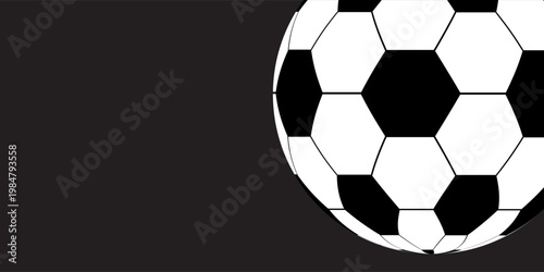 Football or Soccer with spotlight and fade-out shadow in the dark background. Copy space. Sport and game concept. 3D illustration rendering