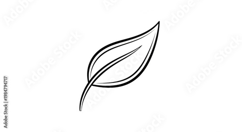 Single Leaf Line Drawing Minimal Botanical Icon.