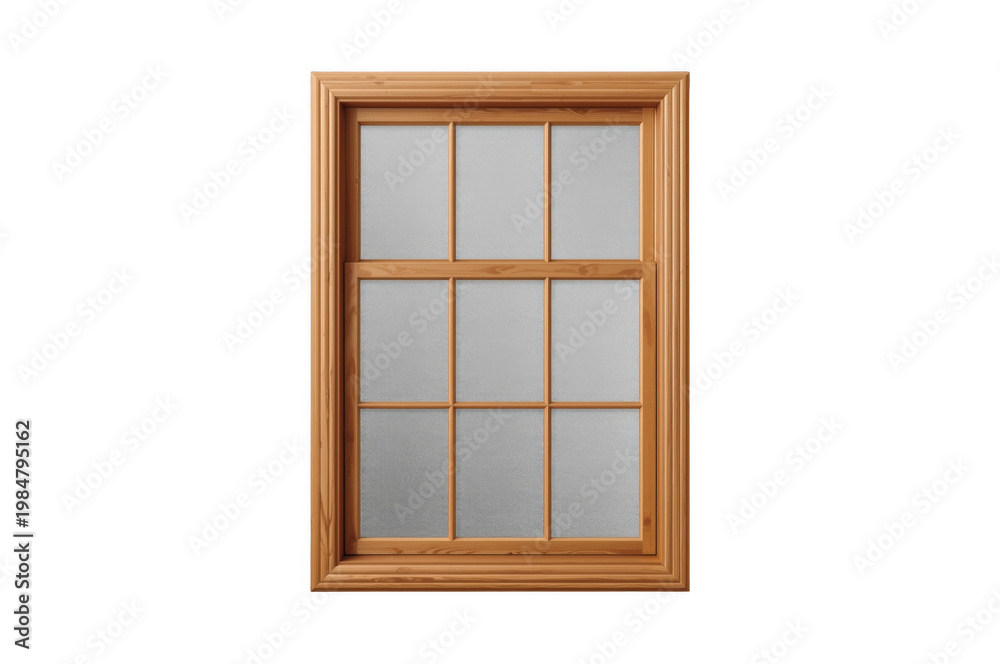 Fototapeta premium Wooden double hung window on transparent background