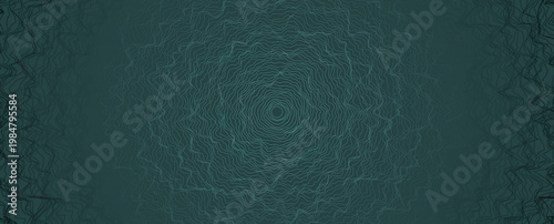 Hypnotic Concentric Wave Pattern Background, forest green banner 