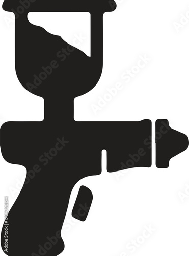 Airbrush icon silhouette with spray gun fine art air compressor black and white