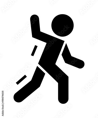 Vector graphic of a person running quickly with motion lines indicating speed and movement.