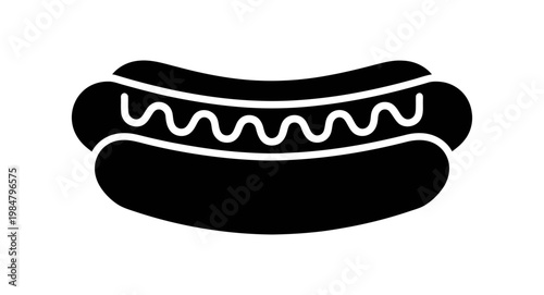 Vector of a hot dog with bold black lines and simple design