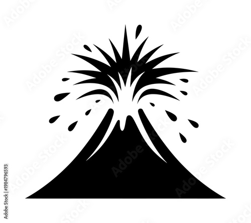 Vector graphic of a volcano erupting in a simple design