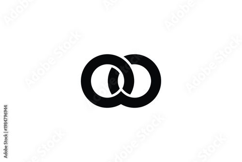 Abstract interlocking rings form a minimalist black logo on a white background