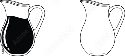 Set of Two Simple Vector Illustrations of Pitchers with Smooth Curves and Elegant Designs for Kitchenware and Drinkware Graphics