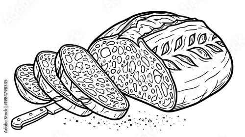 A loaf of bread with slices cut off