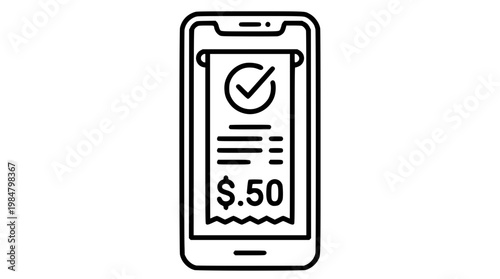 Mobile phone with a digital receipt on screen display