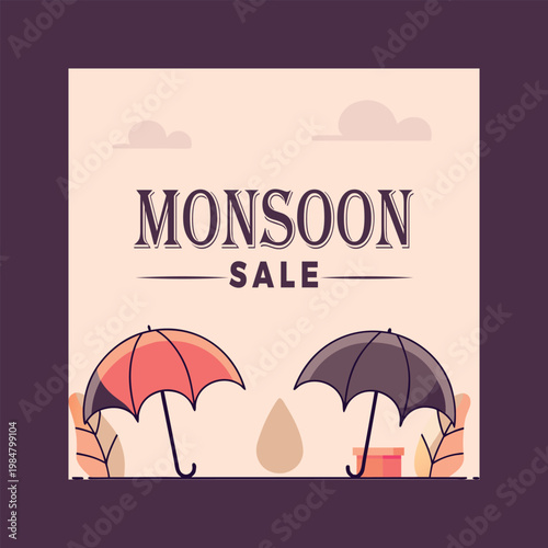 Monsoon sale advertisement with umbrellas
