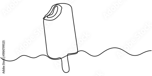 Ice cream continuous one line drawing of outline vector illustration, Ice cream minimalism design. in white background. 