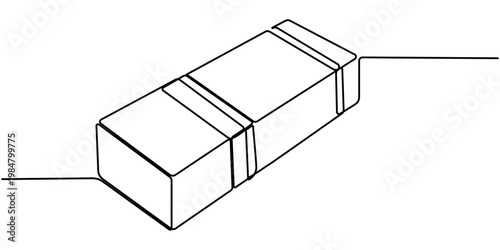 rubber eraser Continuous one line drawing, outline pro vector illustration, minimalist in white background. 