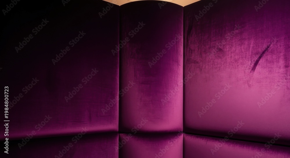 Fototapeta premium Deep Purple Velvet Upholstered Wall Panels with Luxurious Texture and Rich Interior Ambiance