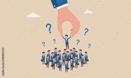 Choosing candidate, searching success people concept businessman hand HR pick up winner from group of job candidate